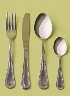 16 Piece 16 Piece Cutlery Set - Made Of Stainless Steel - Silverware Flatware - Spoons And Forks Set, Spoon Set - Table Spoons, Tea Spoons, Forks, Knives - Serves 4 - Design Silver Aquila Silver Aquila