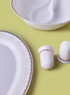 Noon East 18 Piece Opalware Dinner Set - Light Weight Dishes, Plates - Dinner Plate, Side Plate, Bowl, Serving Dish And Bowl - Serves 4 - Festive Design Lace White  - Image 2