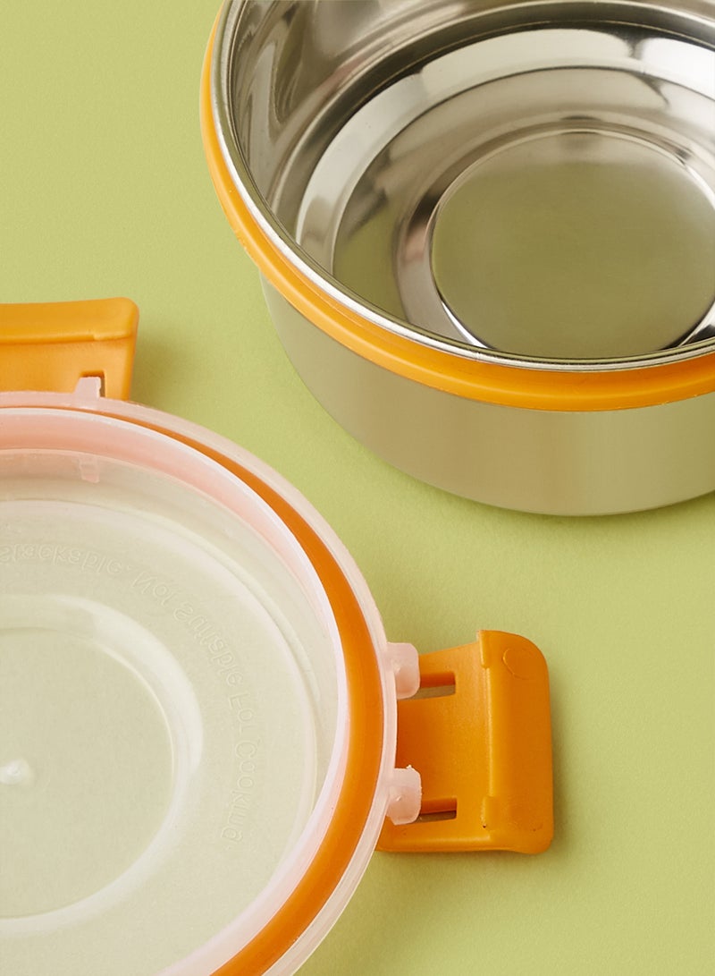 كلاسيك إيسنشالز طقم علب غداء على شكل أوعية من قطعتين برتقالي/فضي 10 x 10 x 5.5Ø³Ù†ØªÙŠÙ…ØªØ± - Image 3