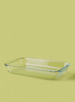 طقم صواني للفرن والخبز مصنوعة من الزجاج بتصميم مستطيل مقاس كبير مكون من 3 قطع- طبق للخبز - لون شفاف شفاف Rectangle Large - 3 Piece set - view 2