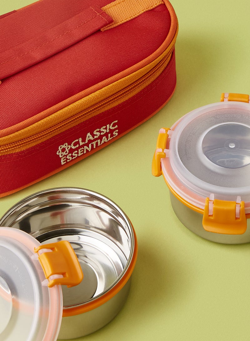 كلاسيك إيسنشالز طقم علب غداء على شكل أوعية من قطعتين برتقالي/فضي 10 x 10 x 5.5Ø³Ù†ØªÙŠÙ…ØªØ± - Image 4