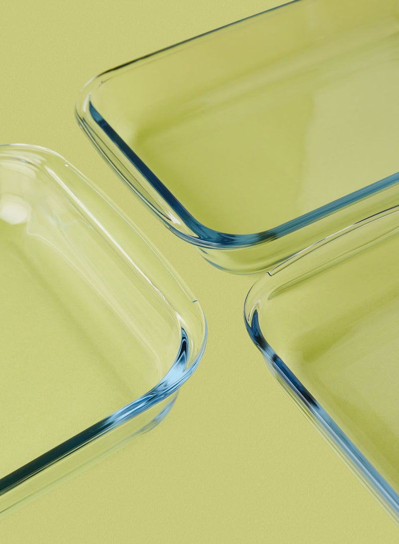 Noon East 3 Piece Oven Tray Set - Made Of Glass - Rectangle - Large - Baking Dish - Oven Tray - Cake Trays - Oven-Pan - Cake Mold - Clear Clear Rectangle Large - 3 Piece set  - Image 3