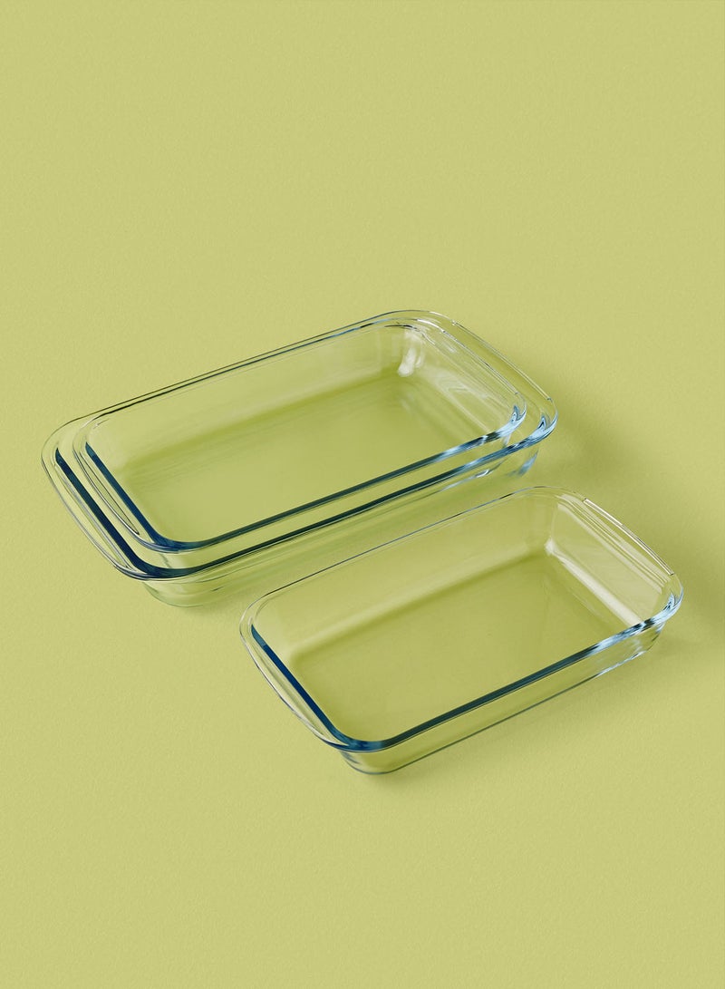 Noon East 3 Piece Oven Tray Set - Made Of Glass - Rectangle - Large - Baking Dish - Oven Tray - Cake Trays - Oven-Pan - Cake Mold - Clear Clear Rectangle Large - 3 Piece set  - Image 4
