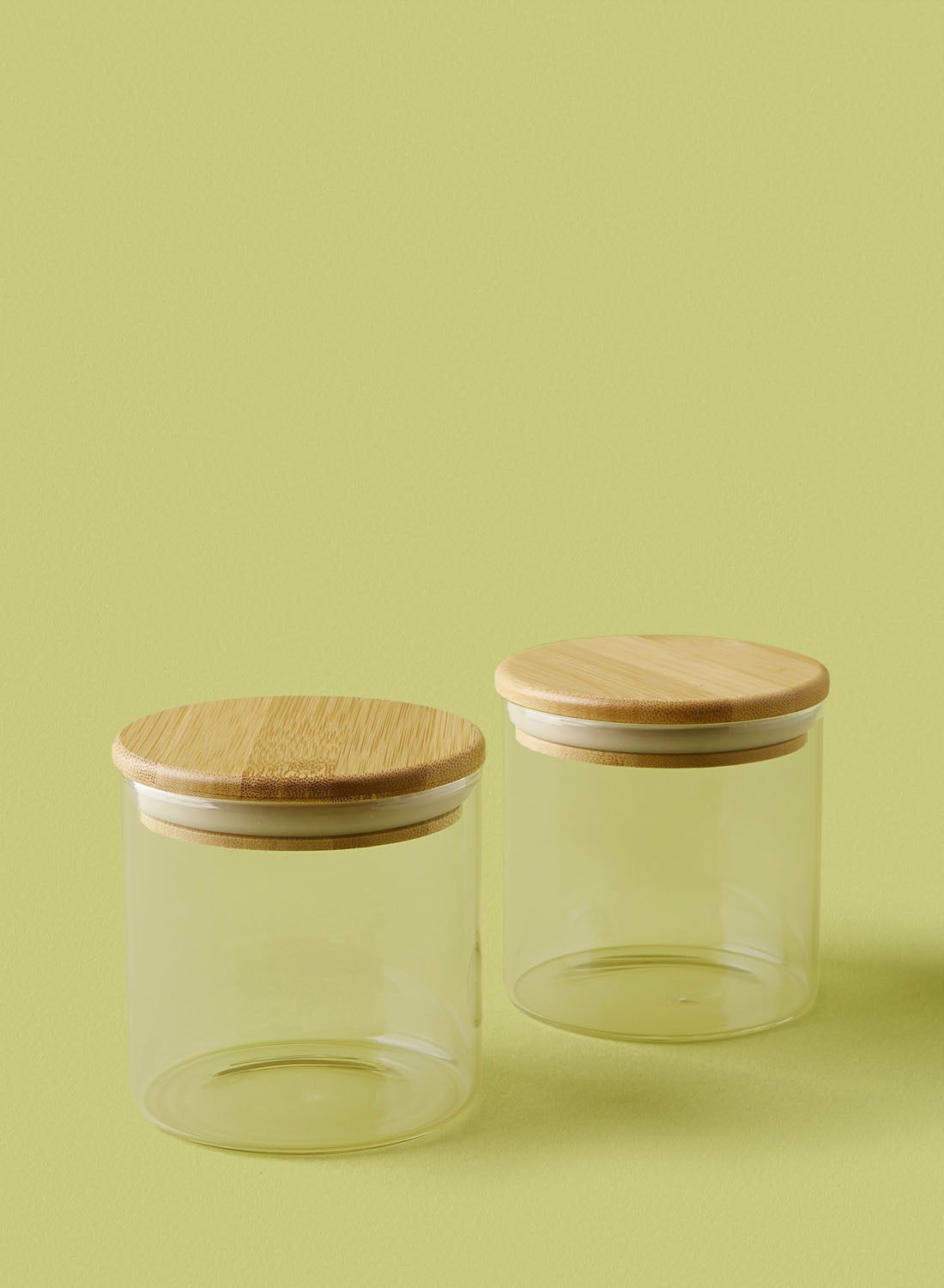 2 Piece Glass Food Storage Container Set - 500 ml Each - Airtight Bamboo Lids - Food Storage Box - Storage Boxes - Kitchen Cabinet Organizers - Glass Food Container - Clear Clear 2-Piece - 500ml