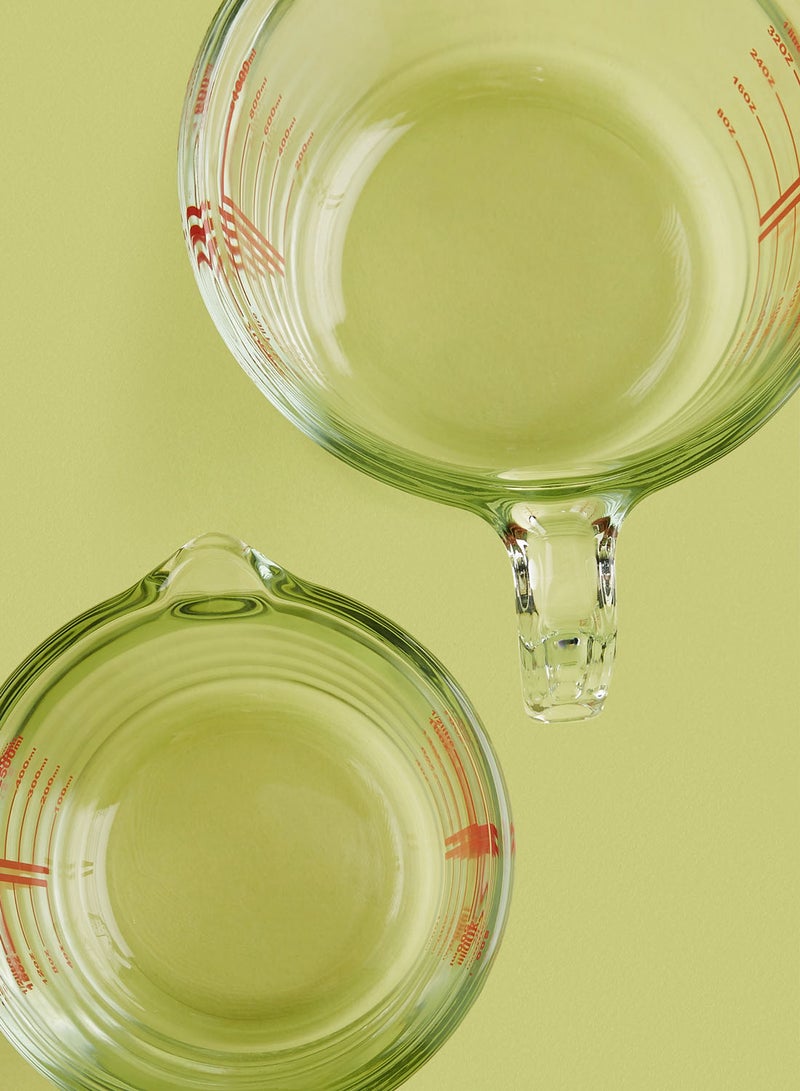 Noon East - 2 Piece Glass Measuring Cups - Heat Resistant - Oven Safe - Standard Cups - Kitchen Accessories - Mixing Bowl - Clear Clear 2-Piece Set - Image 1