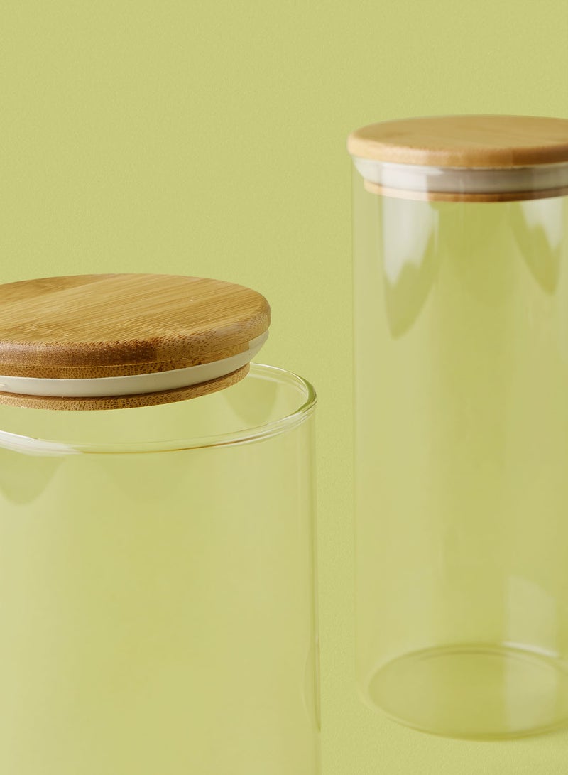 Noon East 5 Piece Glass Food Storage Container Set - Airtight Bamboo Lids - Food Storage Box - Storage Boxes - Kitchen Cabinet Organizers - Glass Food Container - Clear Clear 5-Piece  - Image 2