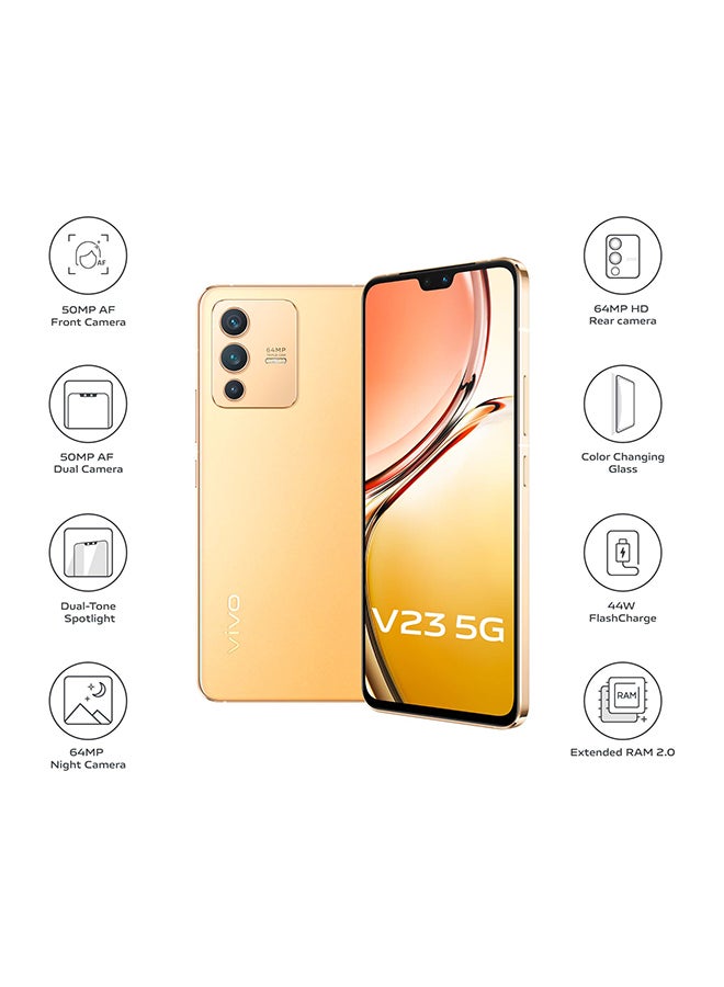 vivo - V23 Dual SIM Sunshine Gold 12GB RAM 256GB 5G - Middle East Version - Image 1