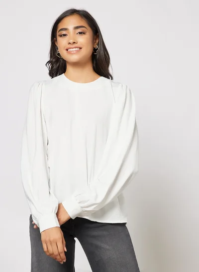 VERO MODA Essential Long Sleeve Blouse White