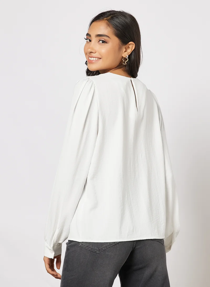 VERO MODA Essential Long Sleeve Blouse White