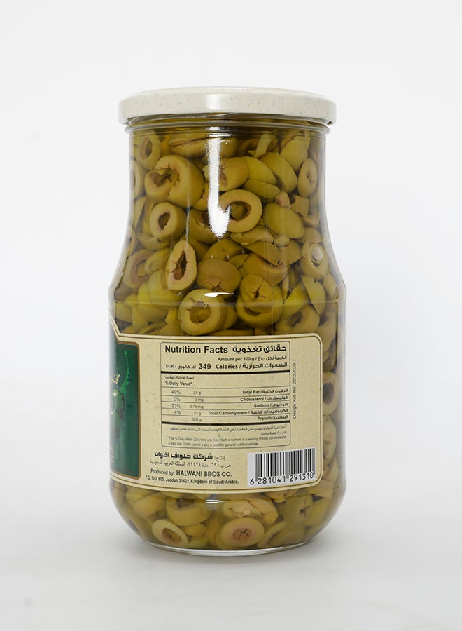 Halwani Mukhtarat Sliced Green Olives In Olive Oil 650grams - Image 3