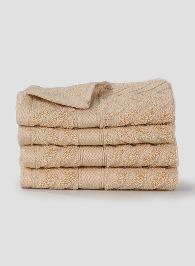 Ariika Plaza Hand Towel (Set of 4) Beige 33 x 33cm 