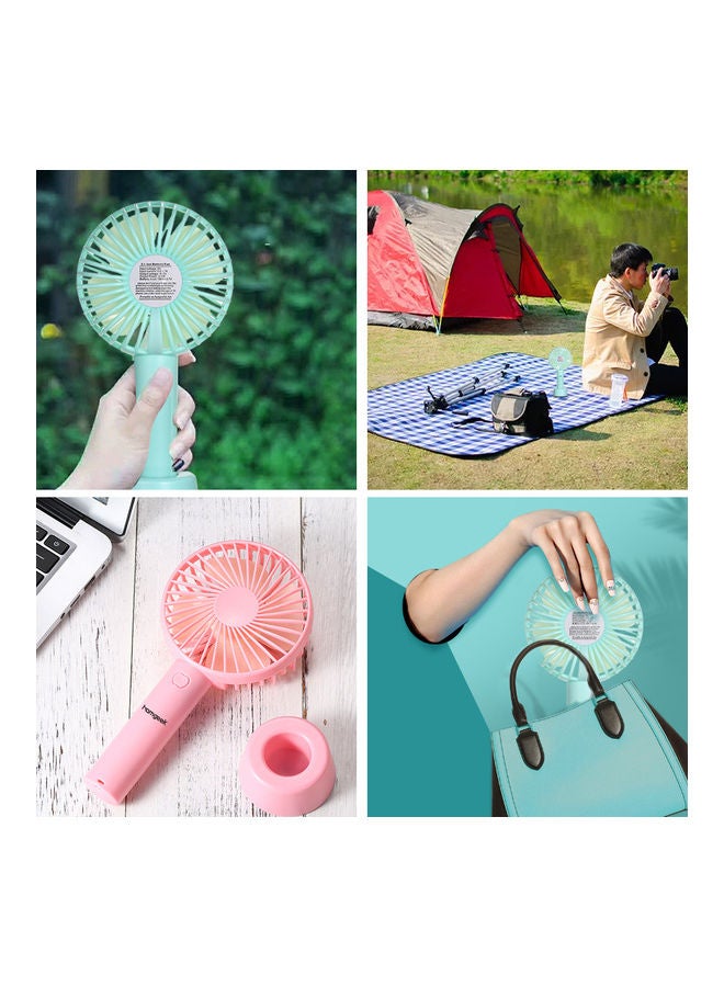 homgeek Mini Handheld Fan With Base 3 Speed Adjustable USB Rechargeable For Travel Office Household Use JD0086GR Green  - Image 5