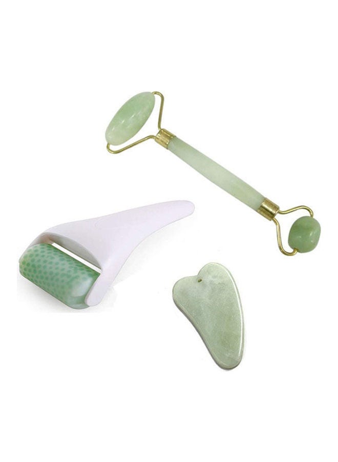 يفين Face Skin Care Face Suction Cup Set Facial Jade Roller Ice Roller Gua Sha Stone Tool for Cellulite Body Face Puffiness Massage Set Green - Image 1