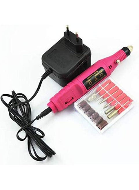 Electric Nail Drill Machine Art Salon Manicure File Polish Tool 6 Bits Pink