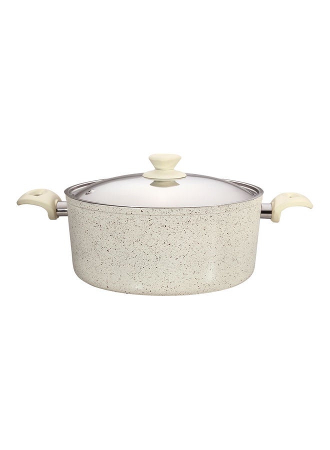 توب شيف طقم أدوات طهي من الجرانيت مكوّن من 15 قطعة. فضي/بيج 28سم - Image 2