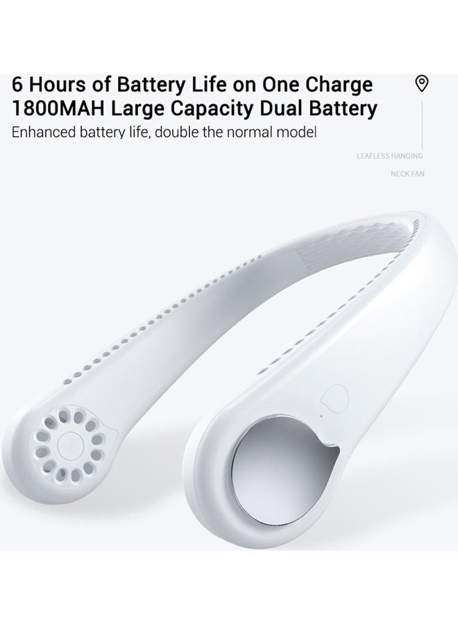 Neckband Fan Usb Rechargeable Fan 3 Speeds Adjustable Wearable Fan Lazy Usb Travel Fan For Home Use Office Sports Traveling，Handsfree Fan H33215 White