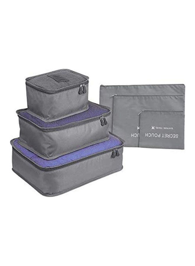 Travel Storage Bags Nylon Travel Luggage Packing Organizers Cubes Waterproof Mesh Compression Laundry Bag 6 Set Travel Mesh Pouch Multi-Functional Clothing Sorting Packages Grey