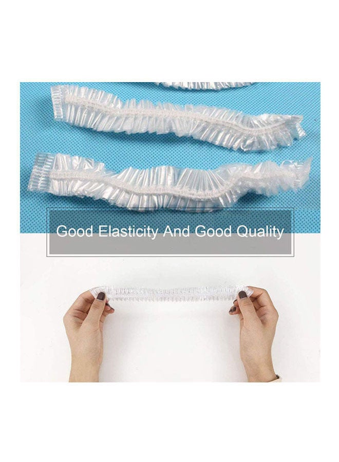 HotsUAE Shower Cap Disposable - 100 Pcs Thickening Women Waterproof Shower Caps Clear  - Image 2