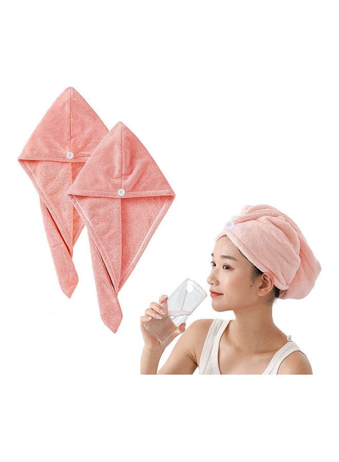 Hair Towel Microfiber Drying Bath Shower Head Towel 2 Pack Pink - Image 1