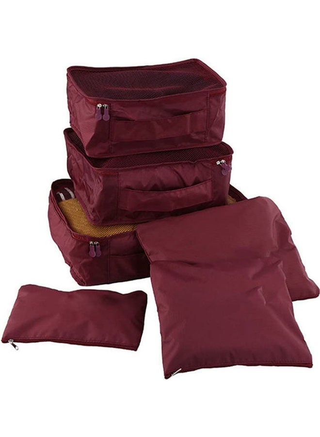 Generic 6Pcs Set Lightweight Luggage Travel Bags Men And Women Packing Cubes Organizer Compression Pouches Fashion Double Zipper Waterproof Polyester Bag Red 