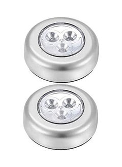 2 Pack Led Battery Powered Wireless Night Light Stick Tap Touch Lamp Stick On Push Light For Closets Silver