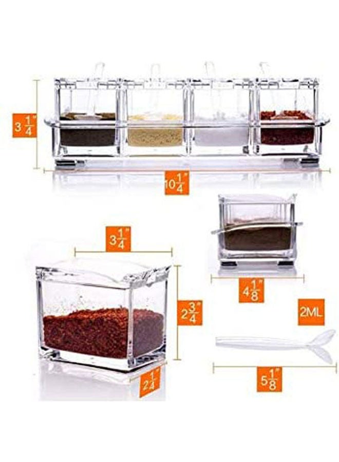 Generic - Set Of 4 Kitchen Acrylic Spice Container Jar Condiment Dispenser Salt Clear - Image 1