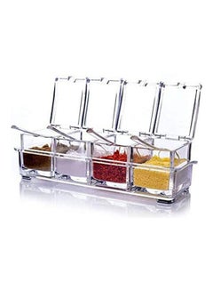 Set Of 4 Kitchen Acrylic Spice Container Jar Condiment Dispenser Salt Clear