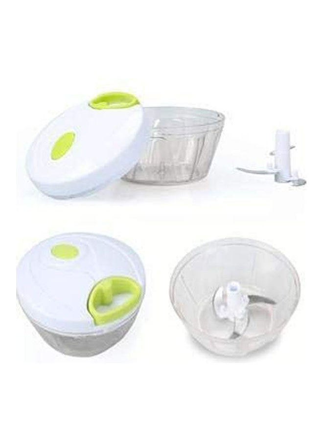 Speedy Chopper Stainless Steel Blade Manual Mini Food Vegetable Pull Chopper White-Green - Image 1