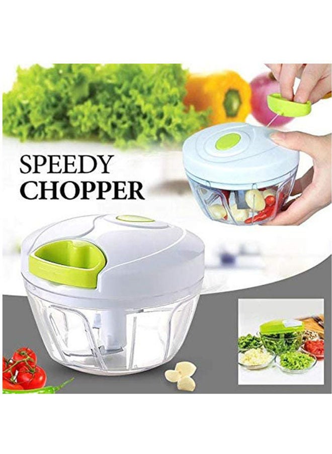 Speedy Chopper Stainless Steel Blade Manual Mini Food Vegetable Pull Chopper White-Green - Image 2