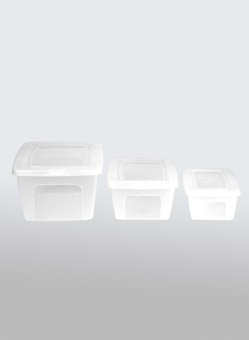 Amal - 3 Piece Storage Box Set Easy Find Vented Lids Food Storage Containers durable container walls for everyday use TG54975S3 Clear 19 x 39 x 30cm - Image 1