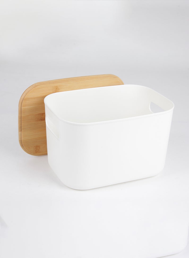 Amal - 3-Piece Storage Box Set With Bamboo Lid Convenient to use Daily Simple Storage Hygienic and Organized TG51291MS3 White/Nature 24 x 37 x 26cm - Image 1