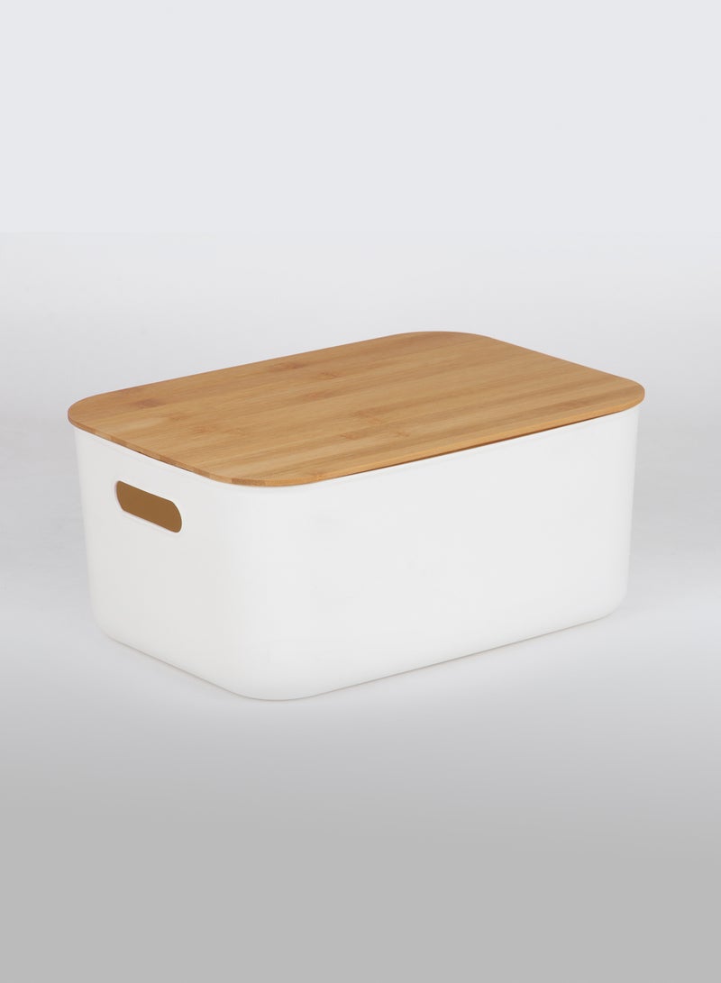 Amal - 3-Piece Storage Box Set With Bamboo Lid Convenient to use Daily Simple Storage Hygienic and Organized TG51291MS3 White/Nature 24 x 37 x 26cm - Image 1