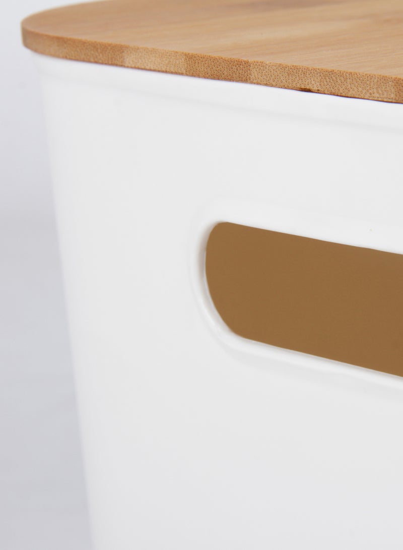 Amal - 3-Piece Storage Box Set With Bamboo Lid Convenient to use Daily Simple Storage Hygienic and Organized TG51291MS3 White/Nature 24 x 37 x 26cm - Image 1