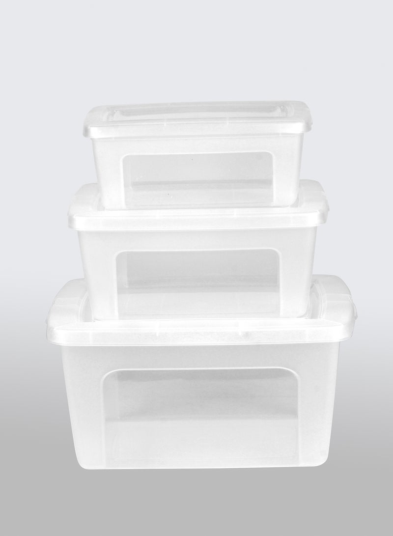 Amal - 3 Piece Storage Box Set Easy Find Vented Lids Food Storage Containers durable container walls for everyday use TG54975S3 Clear 19 x 39 x 30cm - Image 1