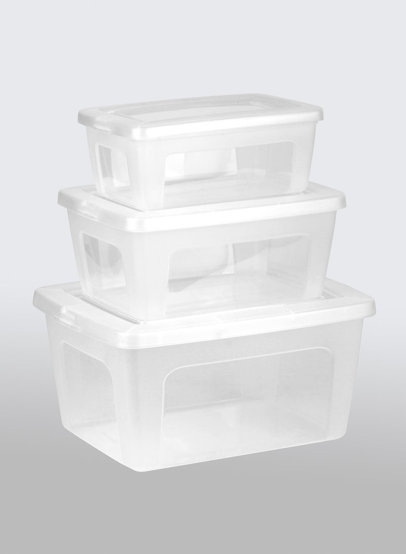 Amal - 3 Piece Storage Box Set Easy Find Vented Lids Food Storage Containers durable container walls for everyday use TG54975S3 Clear 19 x 39 x 30cm - Image 1