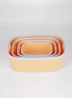 Amal 4-Piece Storage Basket 2-Tones Set Convenient to use Daily Simple Storage Hygienic and Organized TG51462S4 Yellow/White 17 x 44 x 30cm  - Image 5