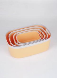Amal 4-Piece Storage Basket 2-Tones Set Convenient to use Daily Simple Storage Hygienic and Organized TG51462S4 Yellow/White 17 x 44 x 30cm  - Image 2