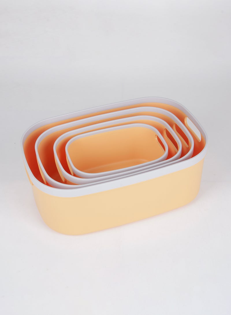 Amal 4-Piece Storage Basket 2-Tones Set Convenient to use Daily Simple Storage Hygienic and Organized TG51462S4 Yellow/White 17 x 44 x 30cm  - Image 2