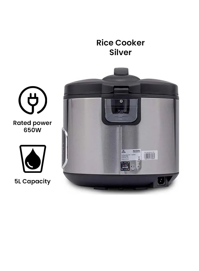 evvoli - Rice and Grain Cooker 5 L 650 W EVKA-RC5005B Silver - Image 1