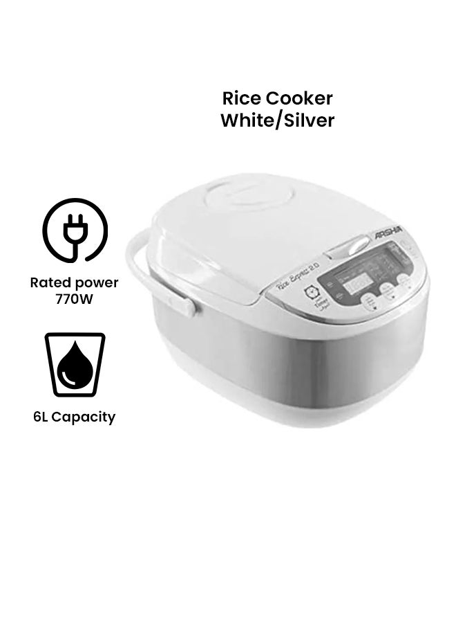6 Programmable Functions Digital Rice Cooker 6.0 L 770.0 W RC145 White/Silver