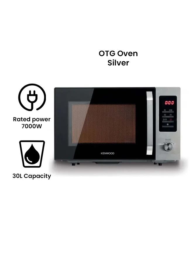 KENWOOD Microwave, 1000W Grill, Defrost Function, 11 Power Levels, Digital Display, 95 Minutes Timer, 8 Auto Menu, Safety Lock, 30 L 900 W MWM30.000BK silver