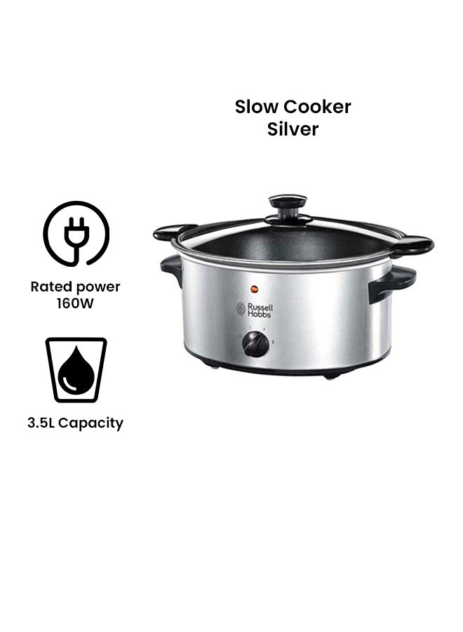 Russell Hobbs Slow Cooker - 3.5L with Searing Pot, 3 Heat Settings, Non-slip Feet, Dishwasher Safe 3.5 L 160 W 22740GCC/19790 Silver  - Image 2