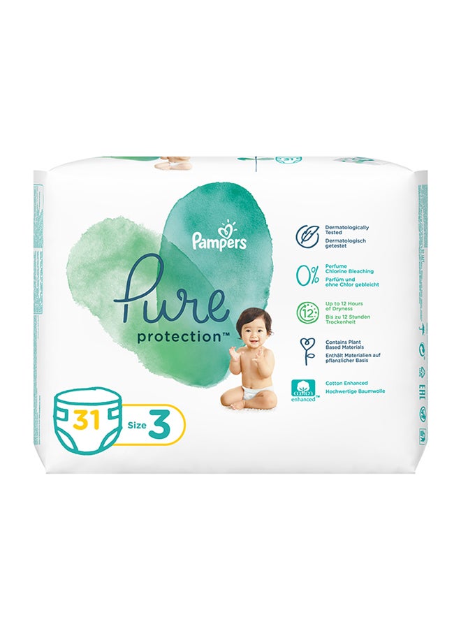 Pampers - Pure Protection Diapers, Size 3, 6 - 10 Kg, 31 Count - Dermatologically Tested - Image 1