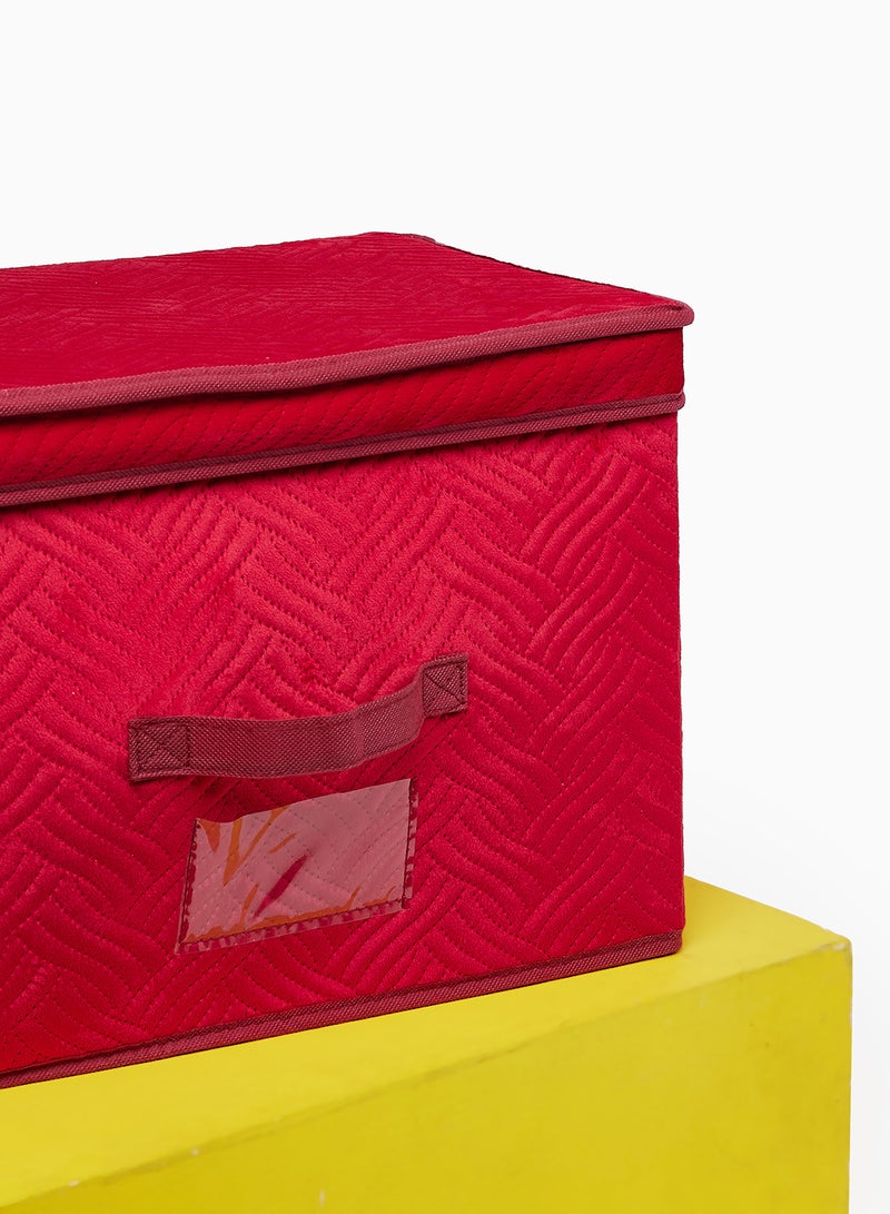 Amal - 3 Pack Storage Organiser With Side Handles And Top Zipper Lid, Easy To Collapse From The Top, Handy For Closet And Dresser Organisation Rose Red 39X27X26cm - Image 1
