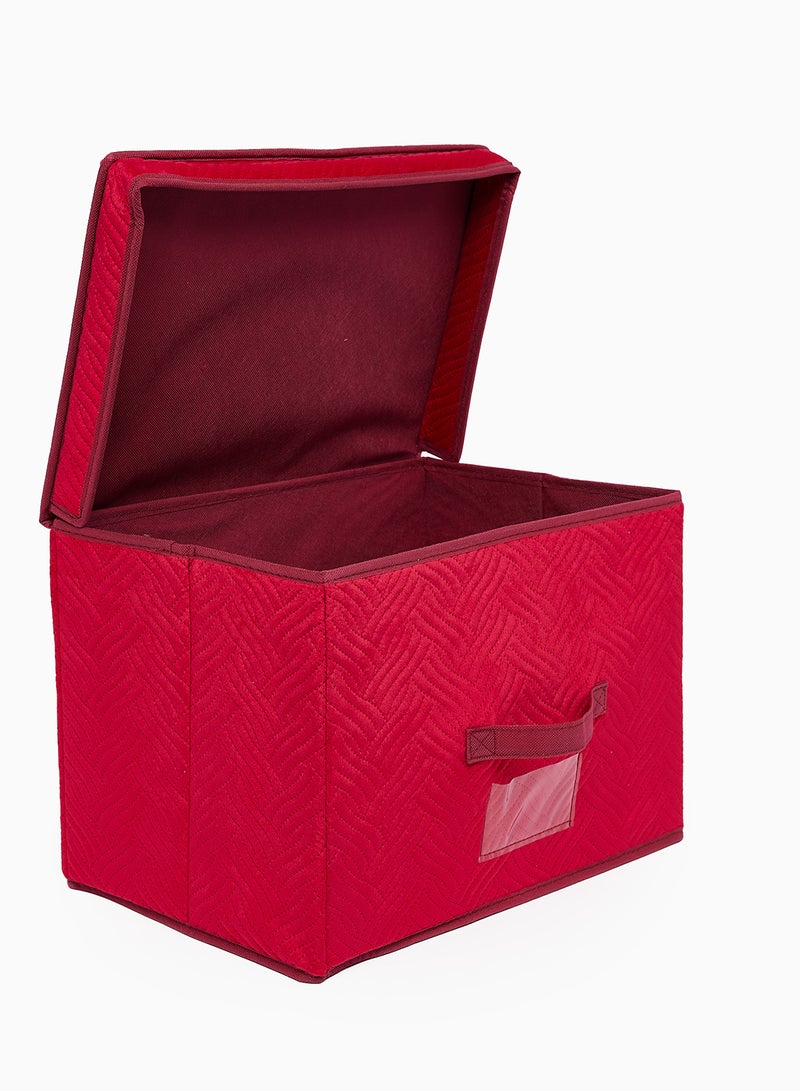Amal - 3 Pack Storage Organiser With Side Handles And Top Zipper Lid, Easy To Collapse From The Top, Handy For Closet And Dresser Organisation Rose Red 39X27X26cm - Image 1