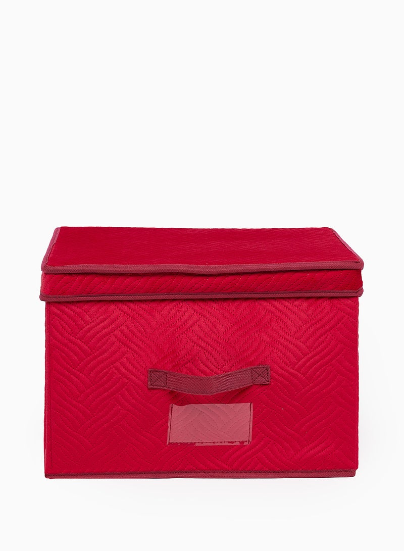 Amal - 3 Pack Storage Organiser With Side Handles And Top Zipper Lid, Easy To Collapse From The Top, Handy For Closet And Dresser Organisation Rose Red 39X27X26cm - Image 1