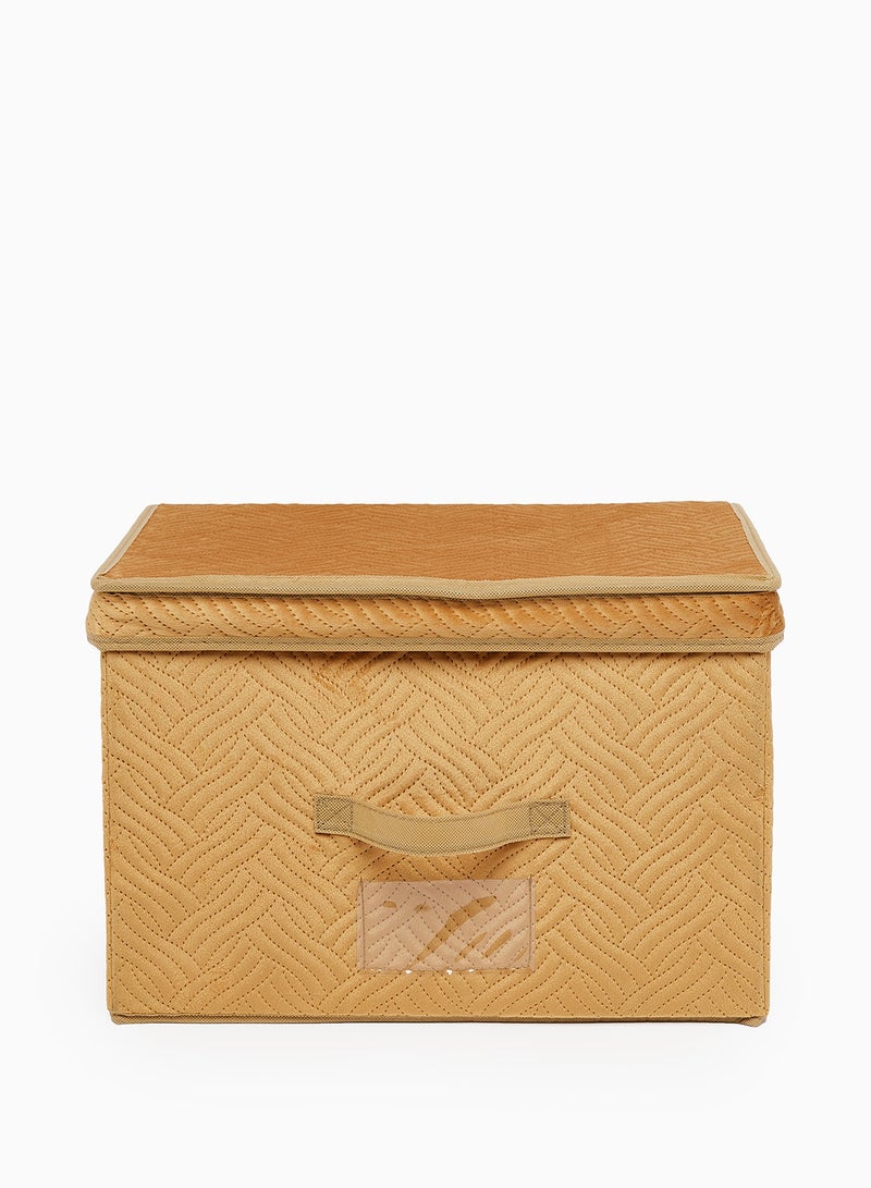 Amal - 3 Pack Storage Organiser With Side Handles And Top Zipper Lid, Easy To Collapse From The Top, Handy For Closet And Dresser Organisation Yellowish-Brown 39X27X26cm - Image 1