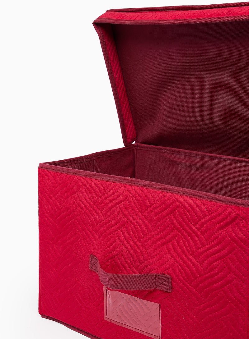 Amal - 3 Pack Storage Organiser With Side Handles And Top Zipper Lid, Easy To Collapse From The Top, Handy For Closet And Dresser Organisation Rose Red 39X27X26cm - Image 1