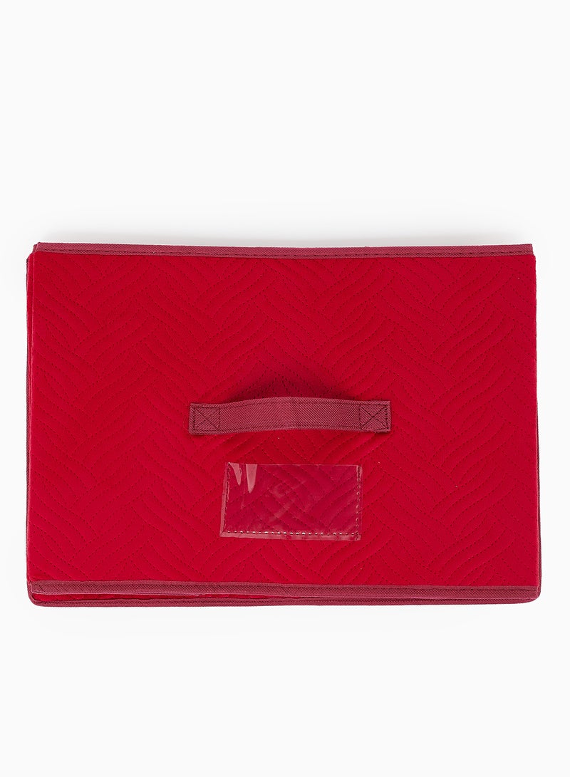 Amal - 3 Pack Storage Organiser With Side Handles And Top Zipper Lid, Easy To Collapse From The Top, Handy For Closet And Dresser Organisation Rose Red 39X27X26cm - Image 1
