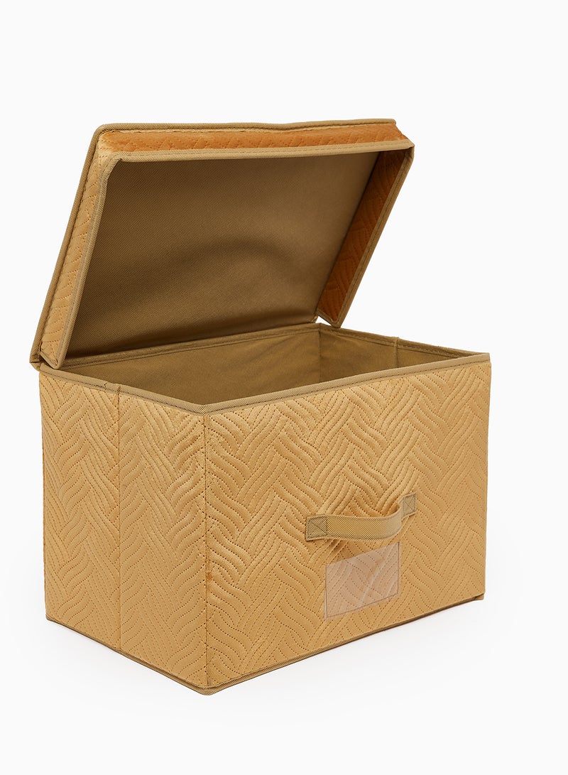 Amal - 3 Pack Storage Organiser With Side Handles And Top Zipper Lid, Easy To Collapse From The Top, Handy For Closet And Dresser Organisation Yellowish-Brown 39X27X26cm - Image 1